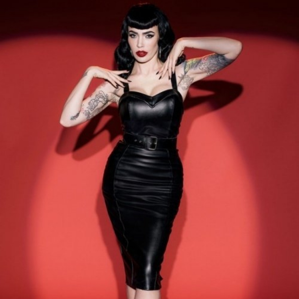 Deadly Dames Downtown Dame in Black Faux Leather